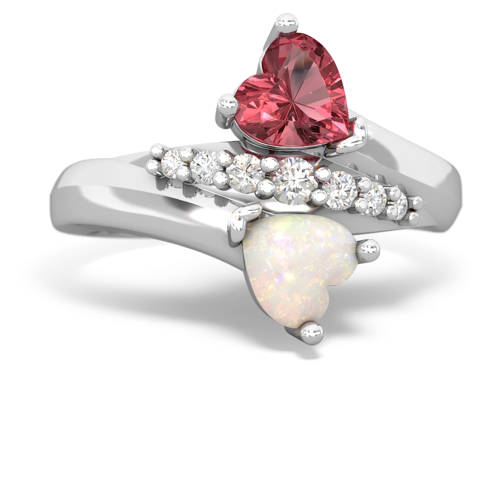 Pink Tourmaline Heart To Heart 14K White Gold ring R2064