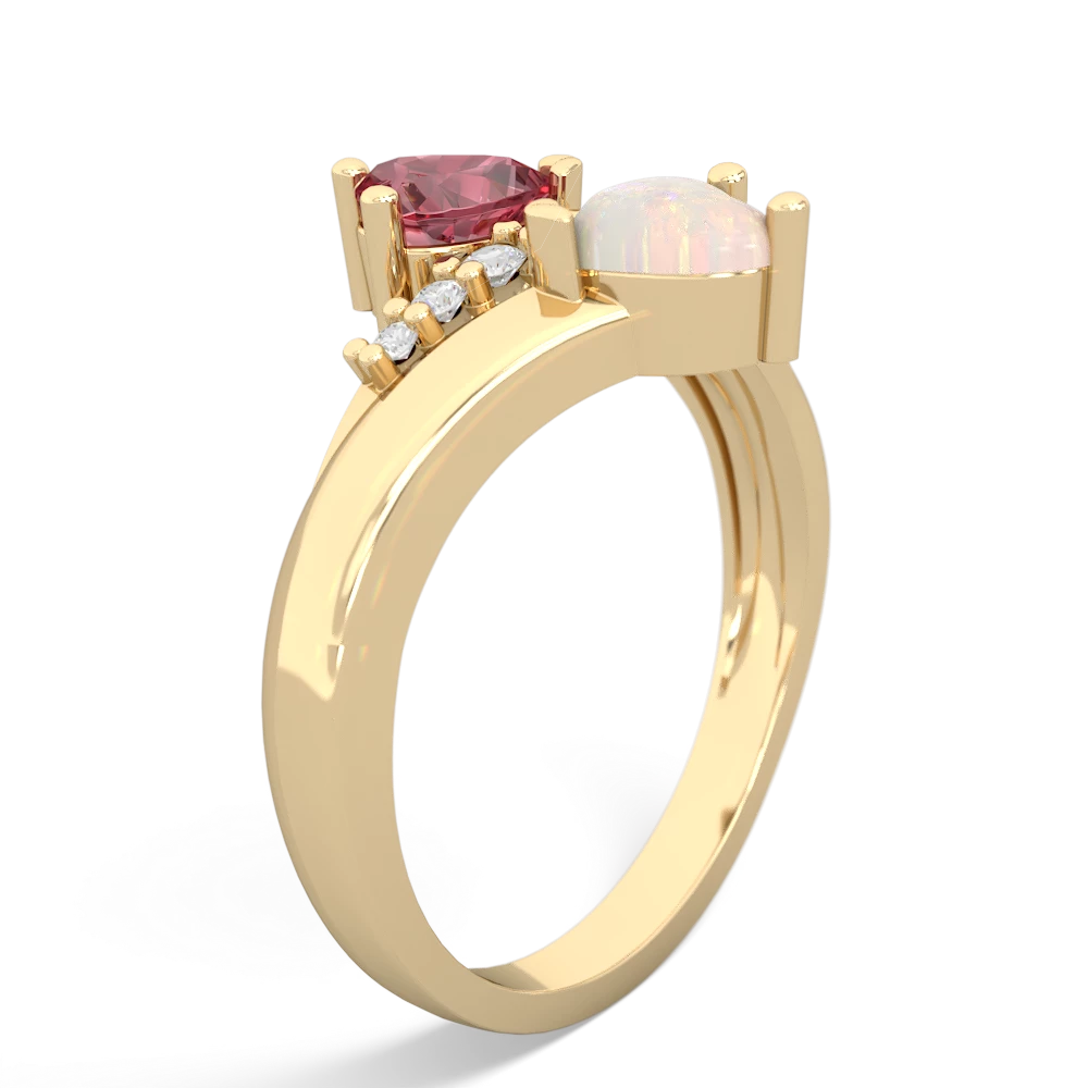 Pink Tourmaline Heart To Heart 14K Yellow Gold ring R2064