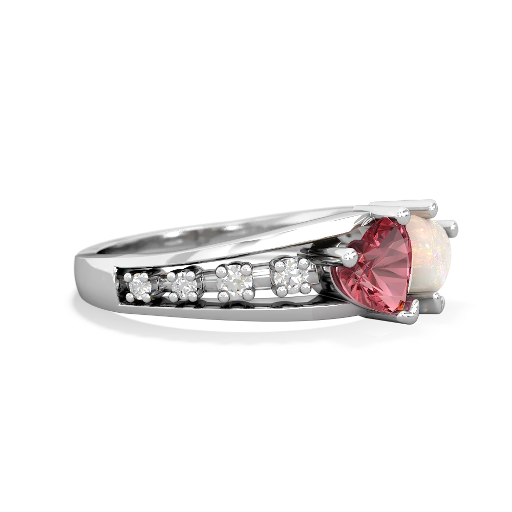 Pink Tourmaline Heart To Heart 14K White Gold ring R3342