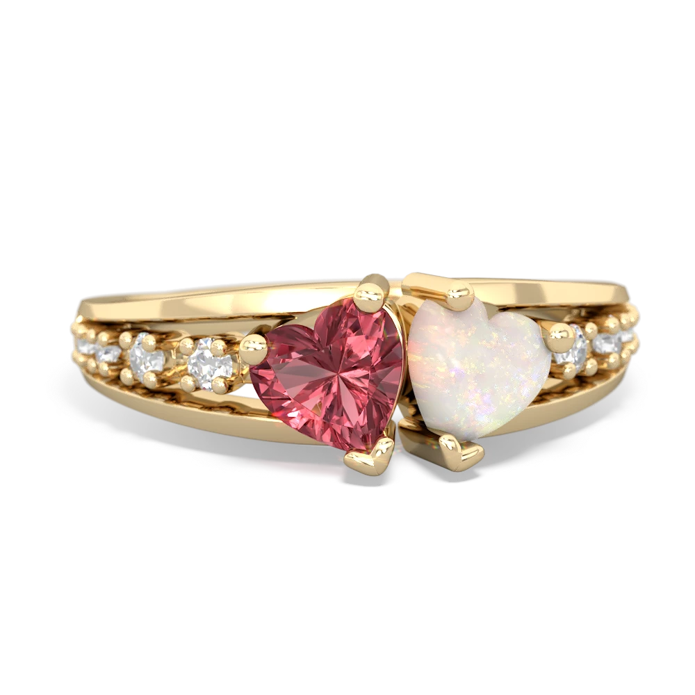 Pink Tourmaline Heart To Heart 14K Yellow Gold ring R3342