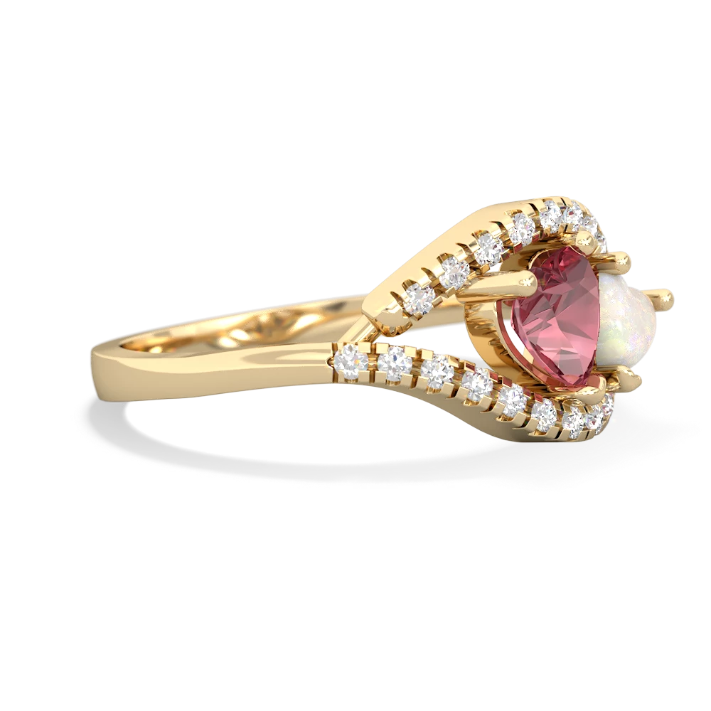 Pink Tourmaline Mother And Child 14K Yellow Gold ring R3010