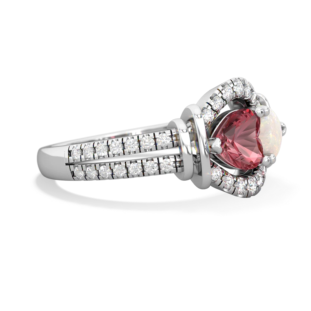 Pink Tourmaline Art-Deco Keepsake 14K White Gold ring R5630