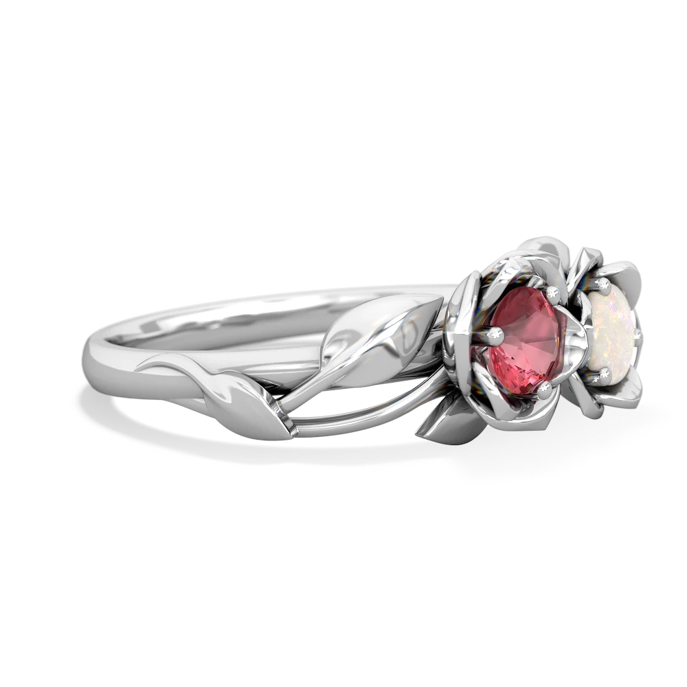 Pink Tourmaline Rose Garden 14K White Gold ring R5510