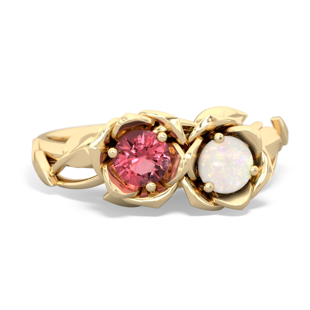 Pink Tourmaline Rose Garden 14K Yellow Gold ring R5510