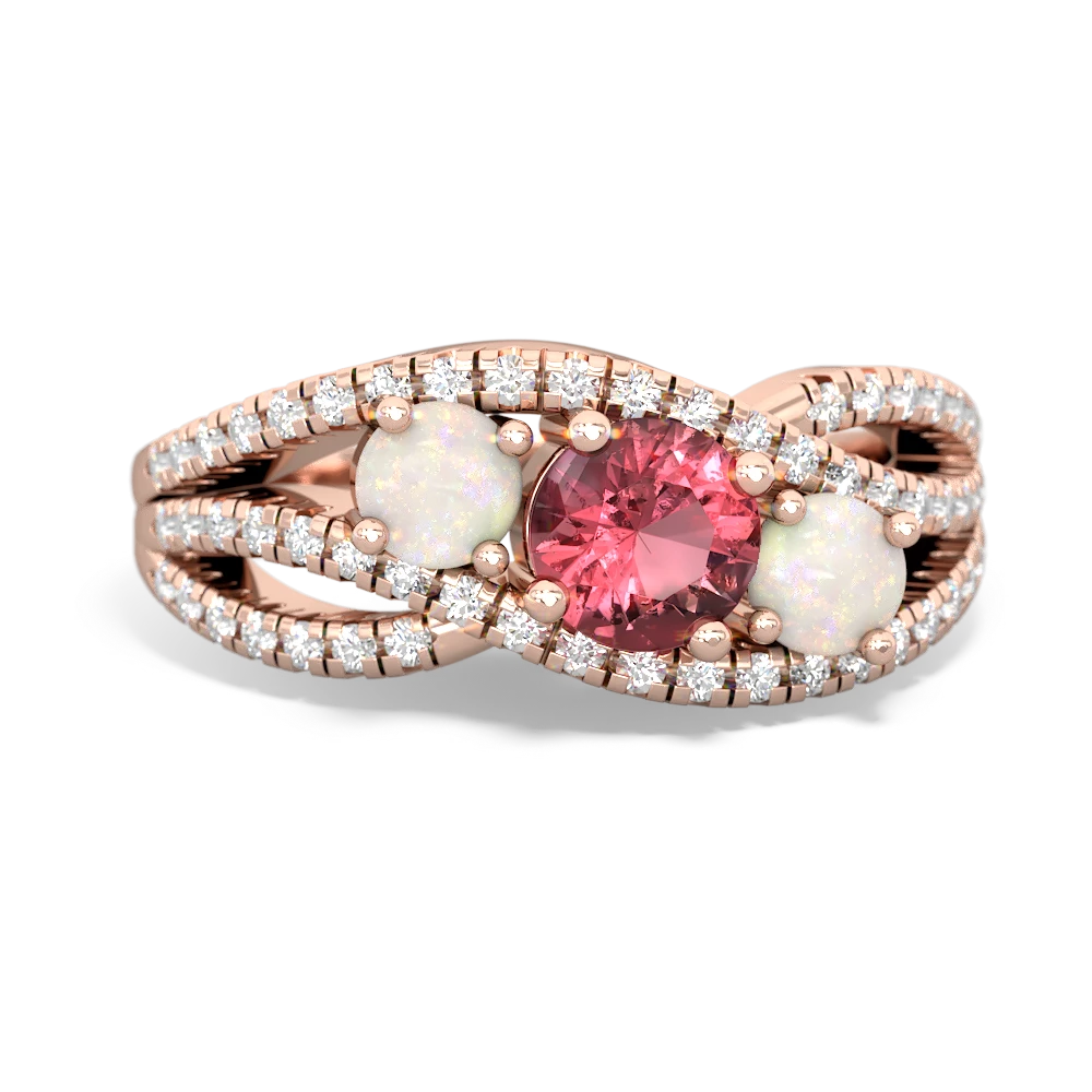 Pink Tourmaline Three Stone Aurora 14K Rose Gold ring R3080