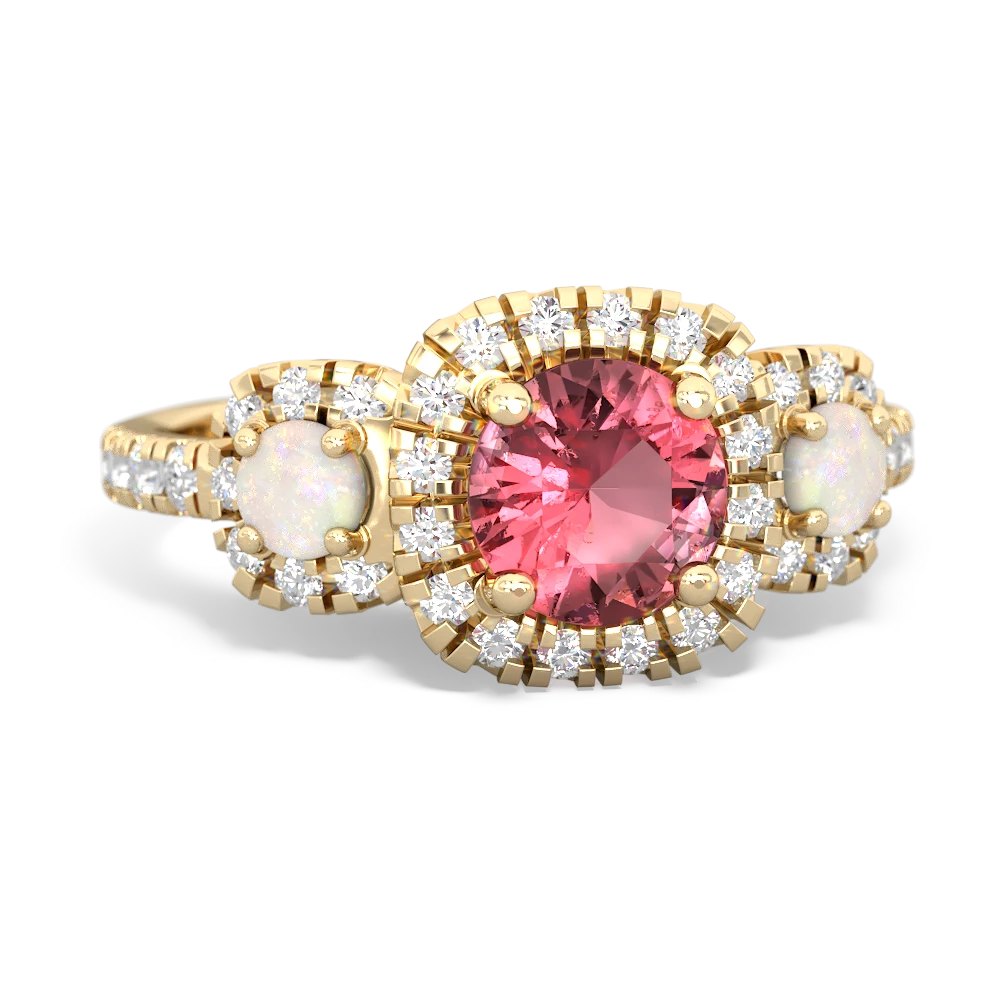 Pink Tourmaline Regal Halo 14K Yellow Gold ring R5350