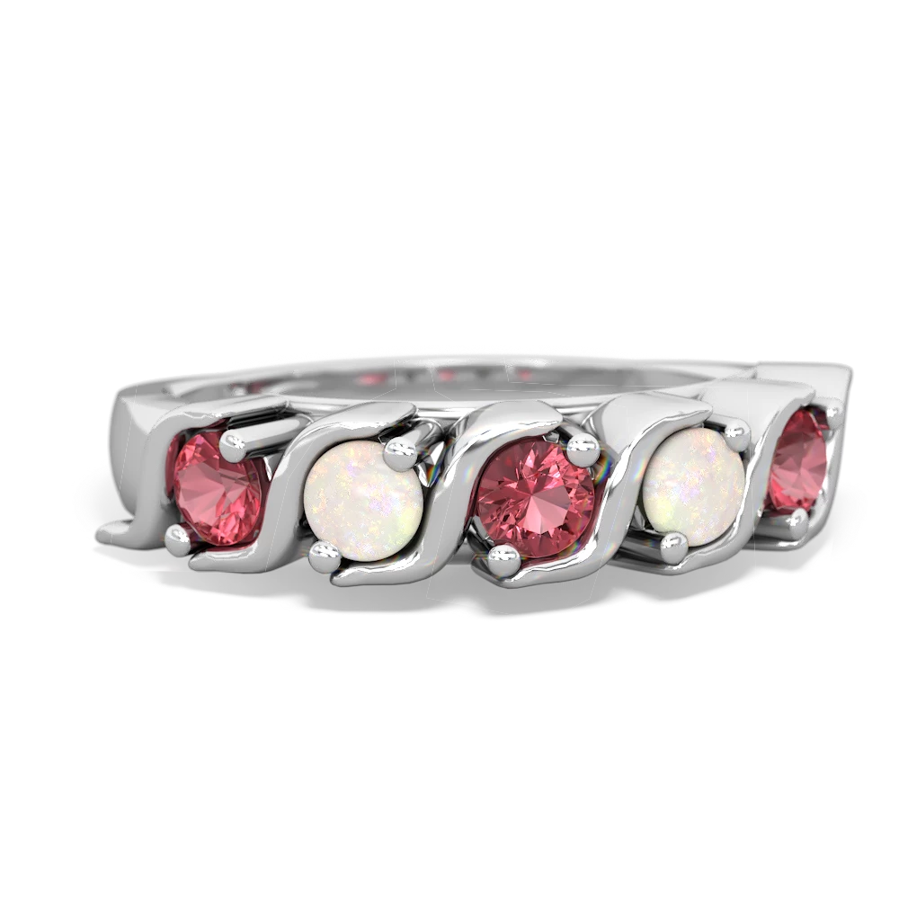 Pink Tourmaline Anniversary Band 14K White Gold ring R2089