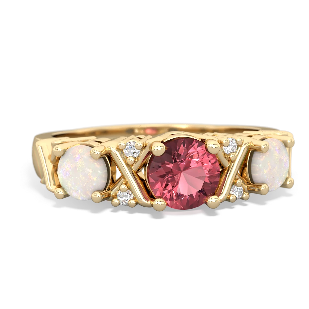 Pink Tourmaline Hugs And Kisses 14K Yellow Gold ring R5016