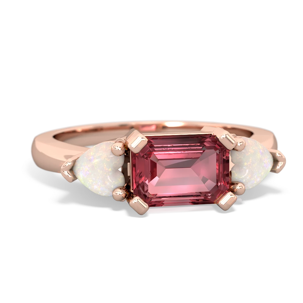 Pink Tourmaline Three Stone 14K Rose Gold ring R5235