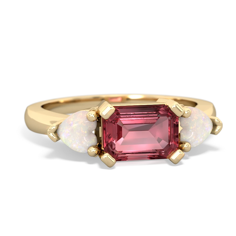 Pink Tourmaline Three Stone 14K Yellow Gold ring R5235