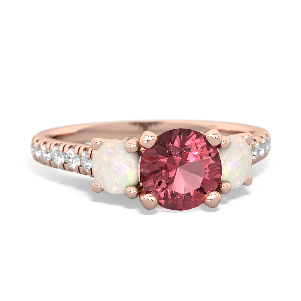 Pink Tourmaline Pave Trellis 14K Rose Gold ring R5500