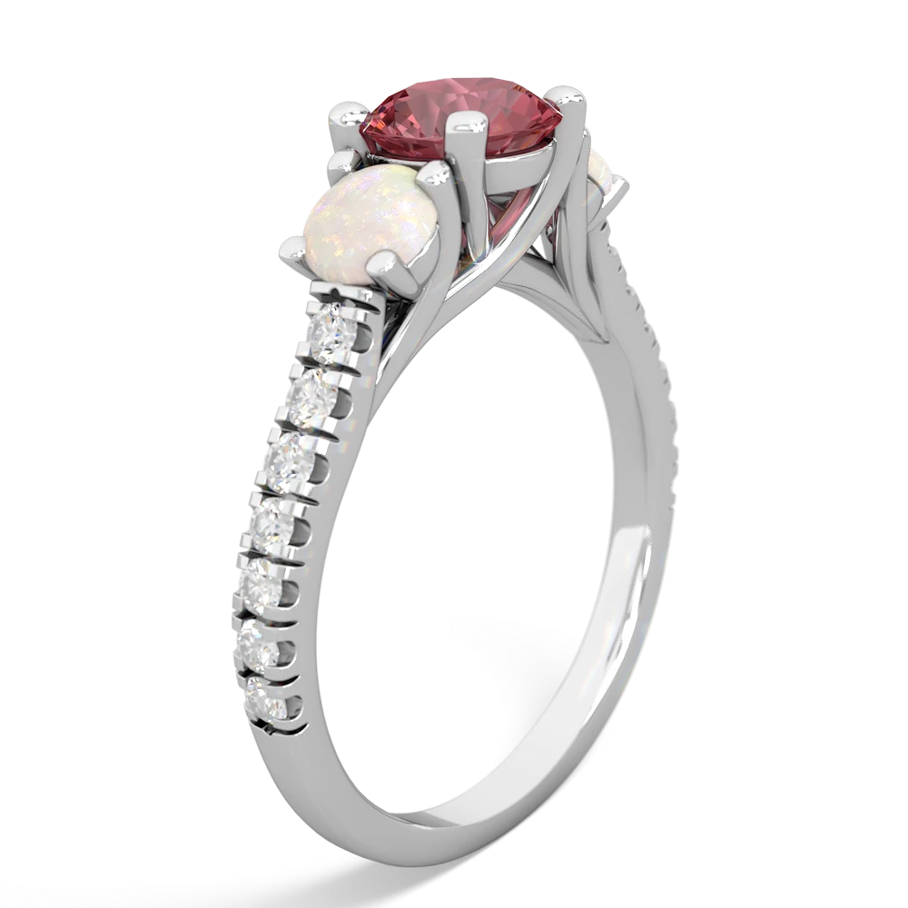 Pink Tourmaline Pave Trellis 14K White Gold ring R5500