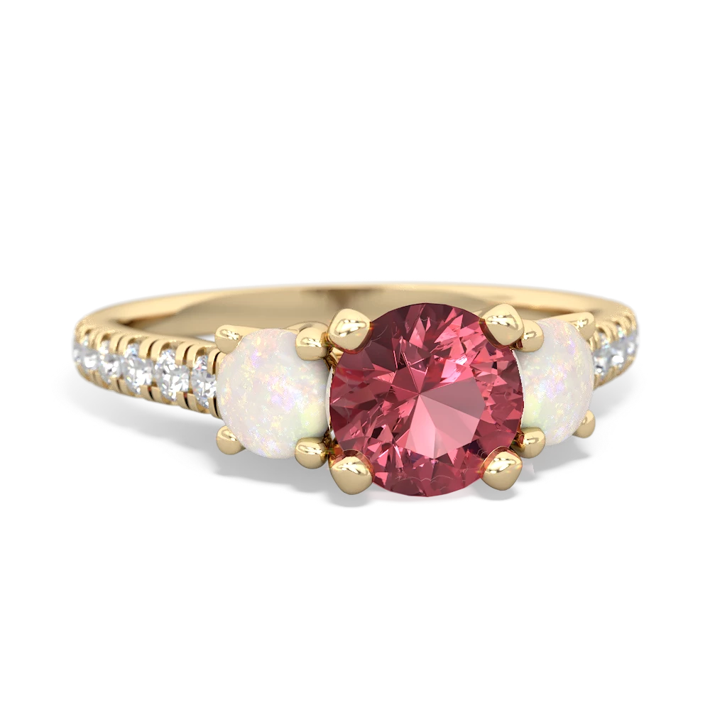 Pink Tourmaline Pave Trellis 14K Yellow Gold ring R5500