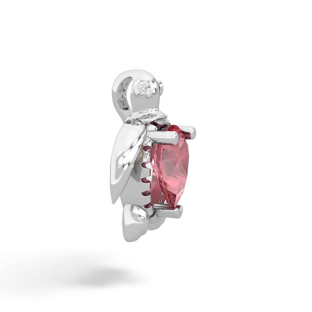 Pink Tourmaline Baby Sea Turtle 14K White Gold pendant P5241