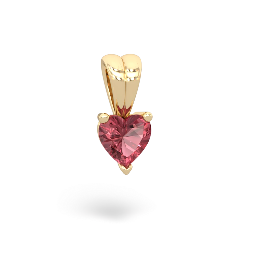 Pink Tourmaline 5Mm Heart Solitaire 14K Yellow Gold pendant P1861