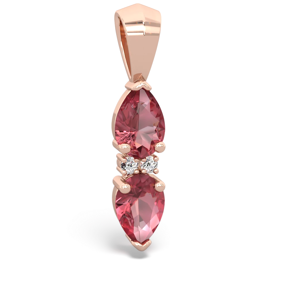 Pink Tourmaline Bowtie Drop 14K Rose Gold pendant P0865