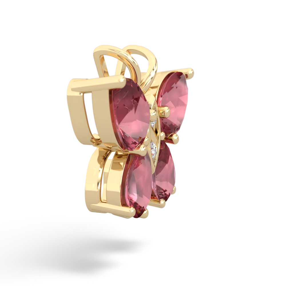 Pink Tourmaline Butterfly 14K Yellow Gold pendant P2215