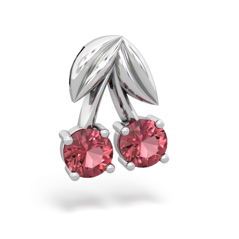 Pink Tourmaline Sweet Cherries 14K White Gold pendant P7001