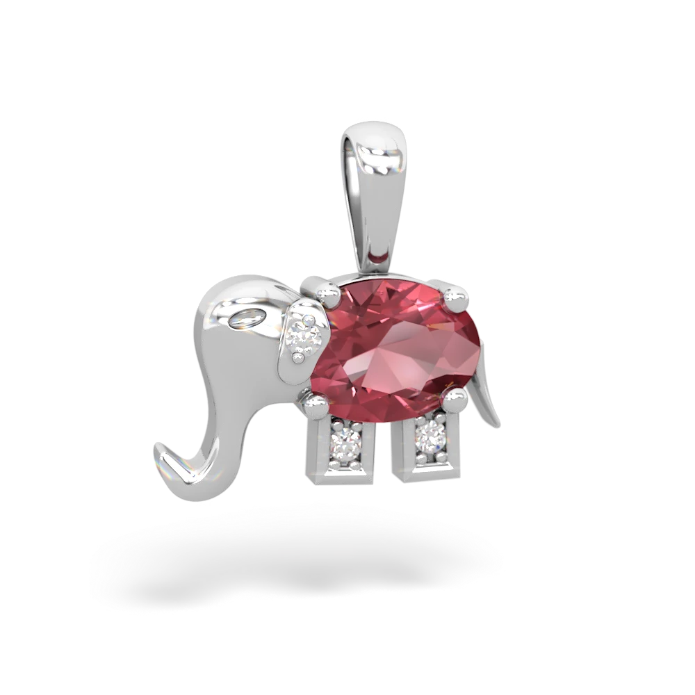 Pink Tourmaline Elephant 14K White Gold pendant P2555