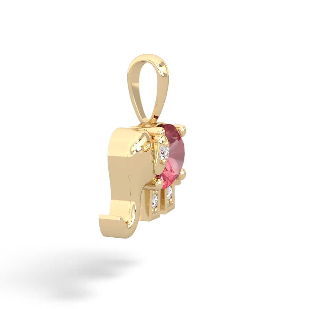 Pink Tourmaline Elephant 14K Yellow Gold pendant P2555