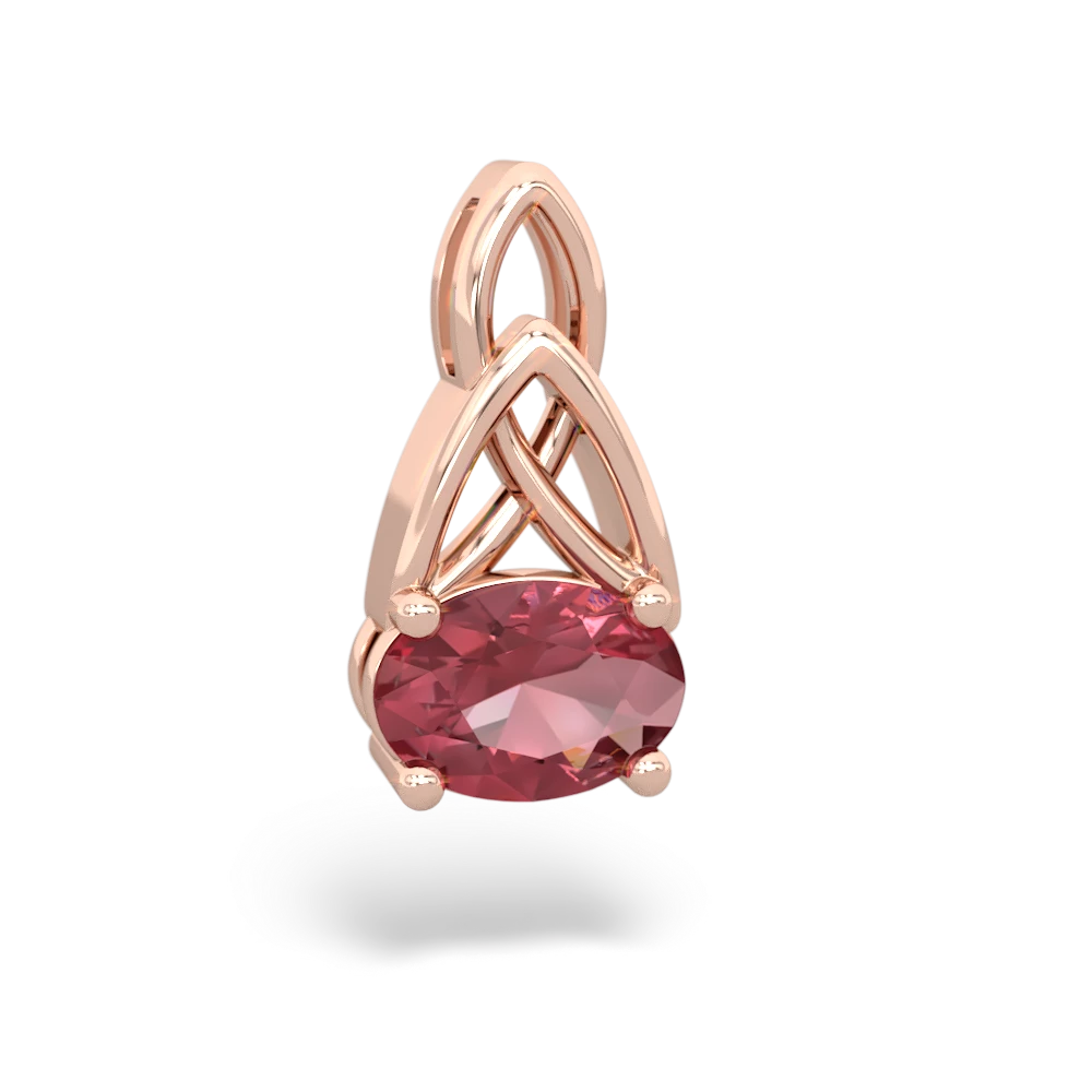 Pink Tourmaline Celtic Trinity Knot 14K Rose Gold pendant P2389