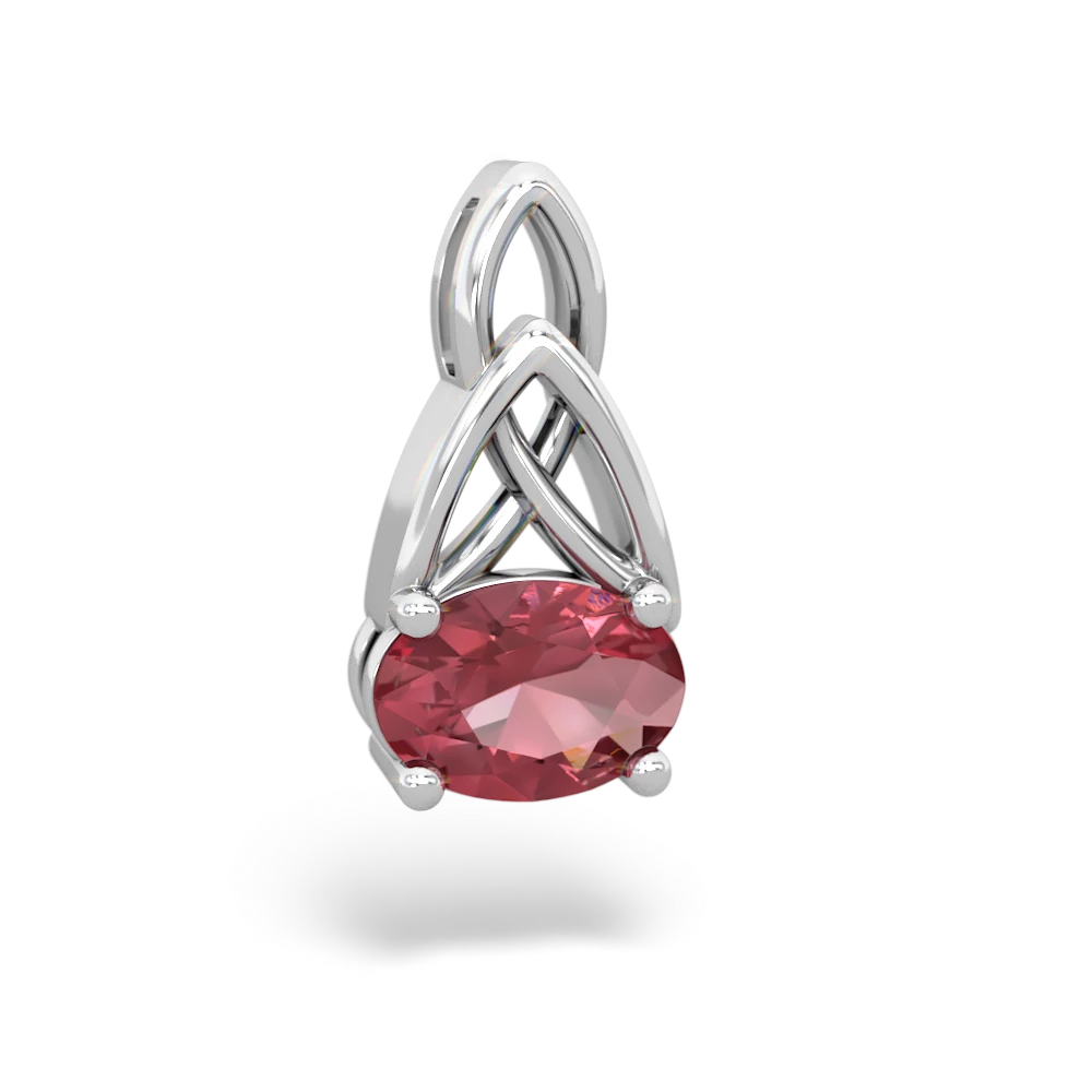 Pink Tourmaline Celtic Trinity Knot 14K White Gold pendant P2389