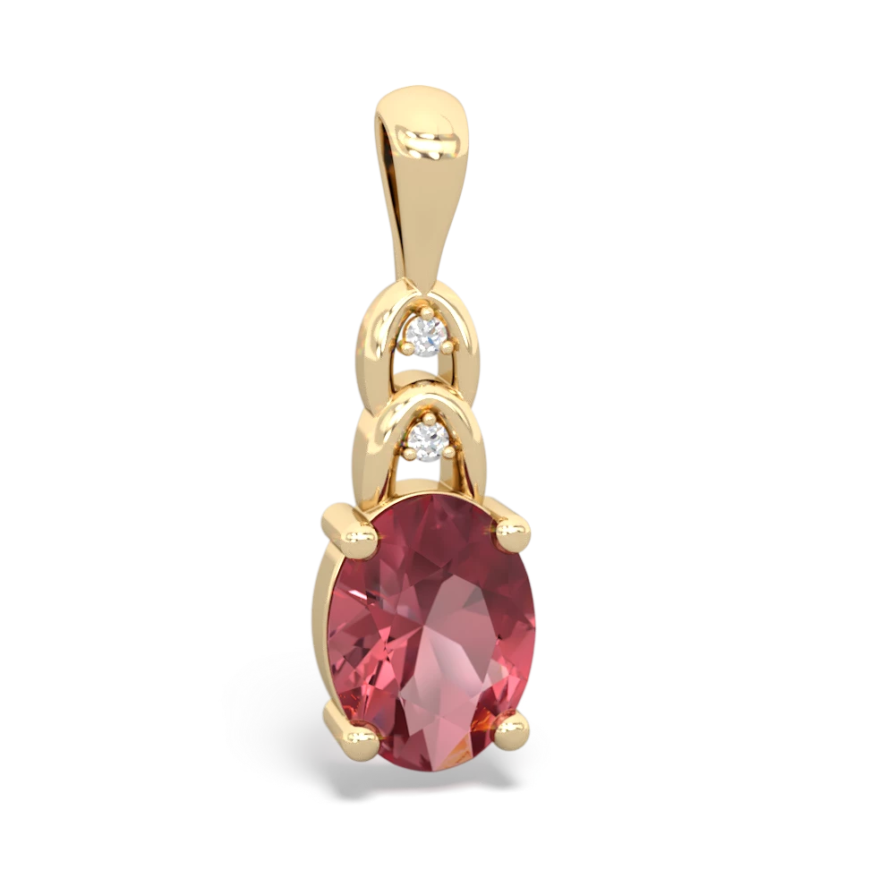 Pink Tourmaline Links 14K Yellow Gold pendant P4032