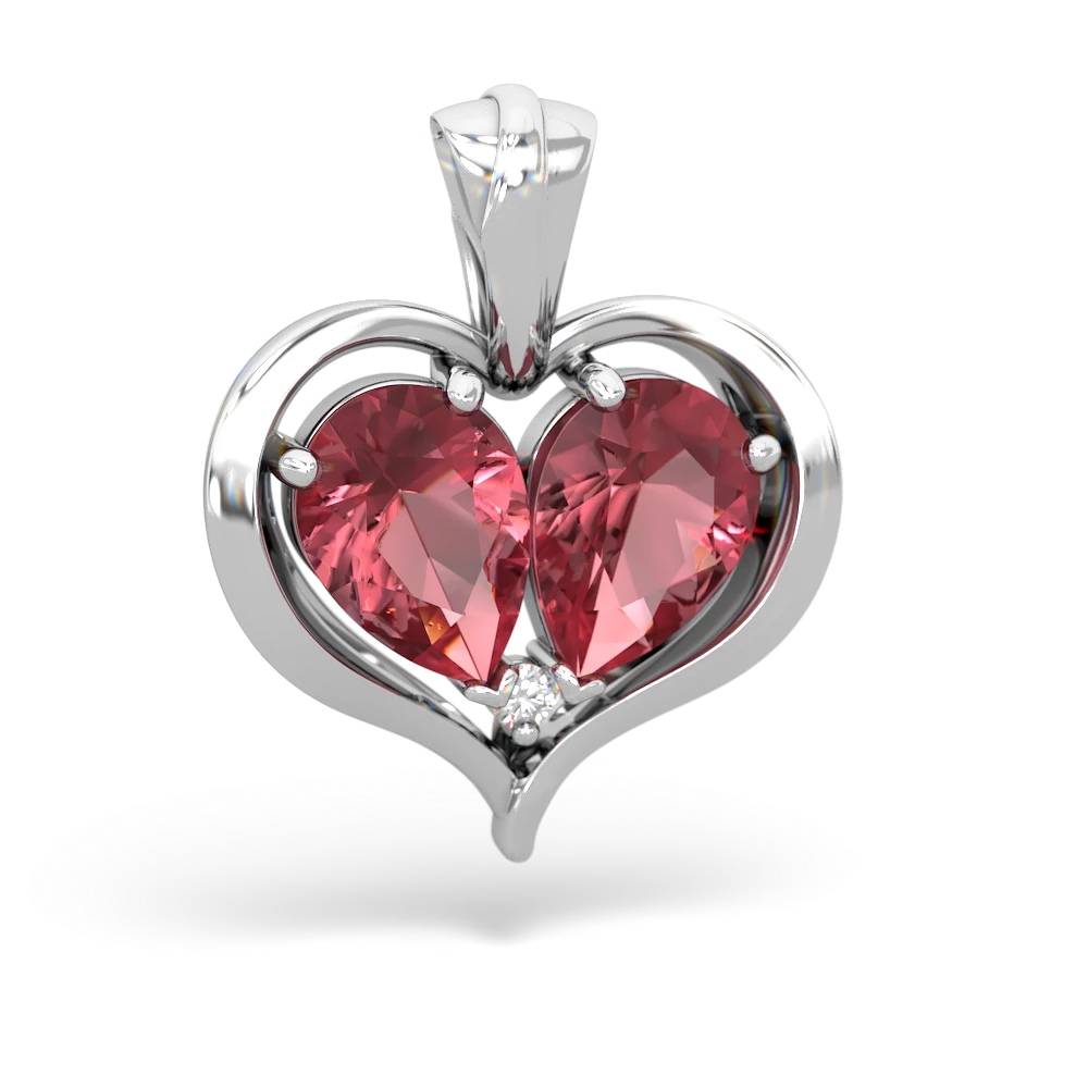 Pink Tourmaline Two Become One 14K White Gold pendant P5330