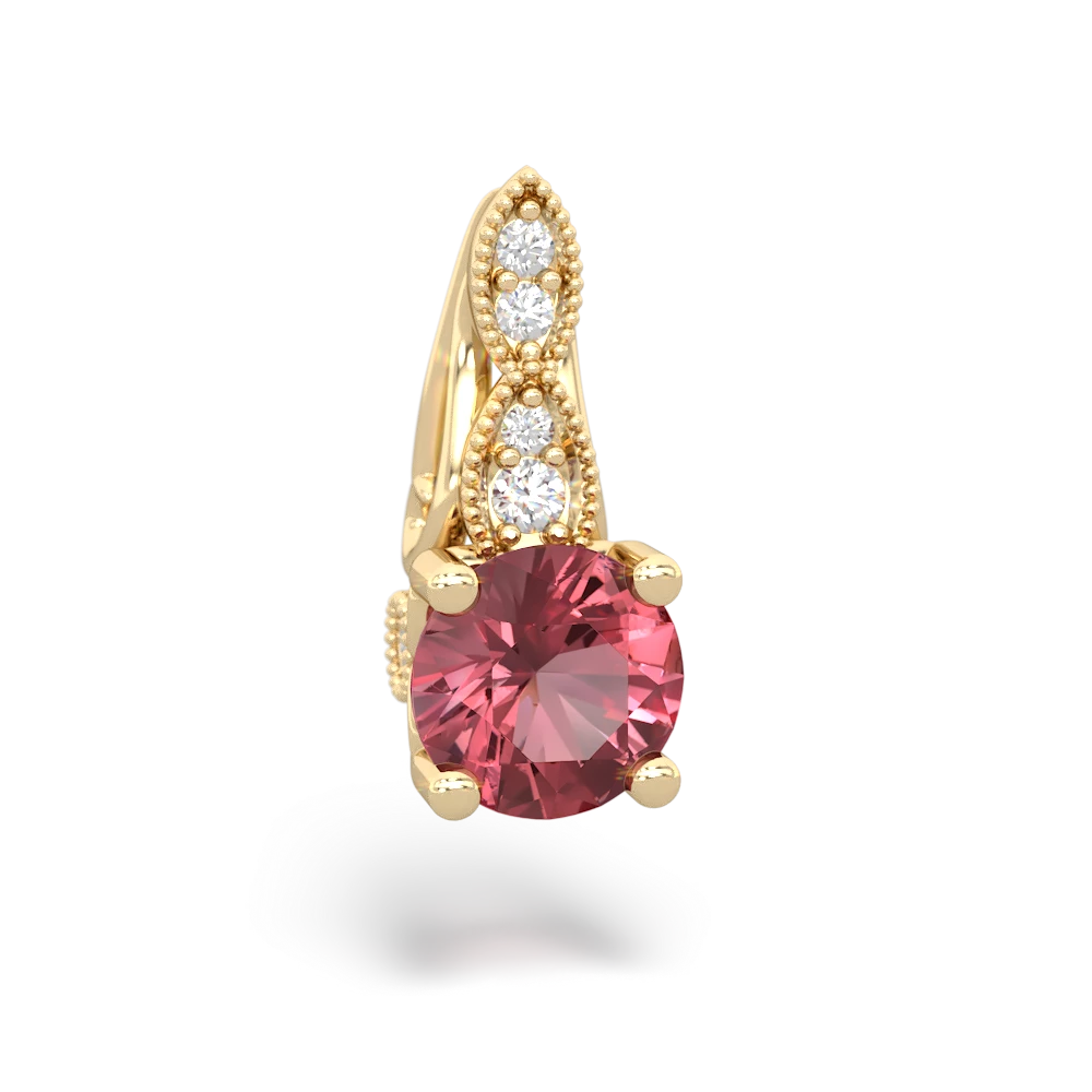 Pink Tourmaline Antique Elegance 14K Yellow Gold pendant P3100