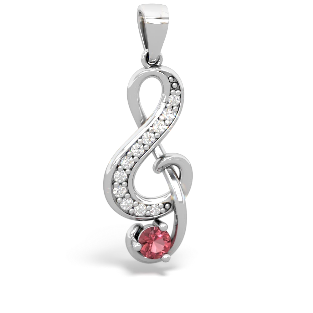 Pink Tourmaline G-Clef Music 14K White Gold pendant P5830