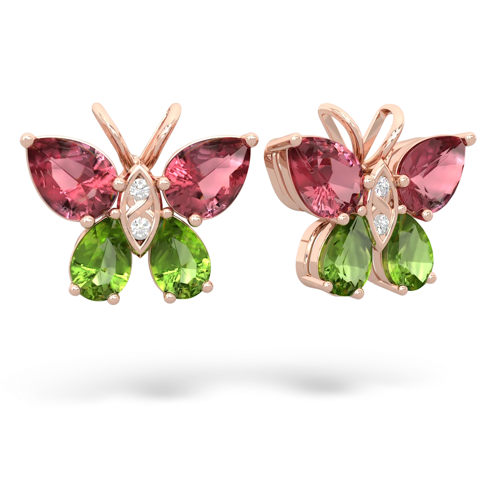 Pink Tourmaline Butterfly 14K Rose Gold earrings E2215