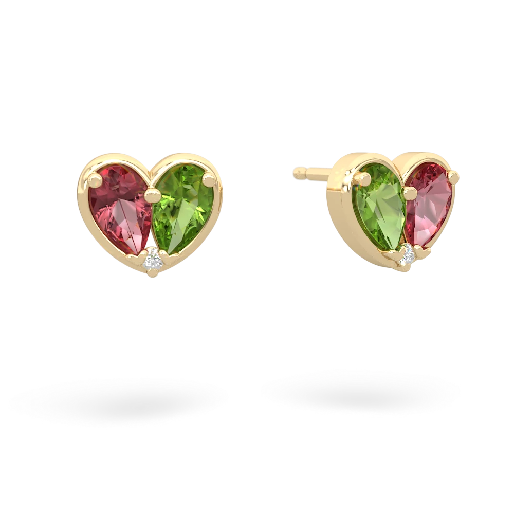 Pink Tourmaline 'Our Heart' 14K Yellow Gold earrings E5072