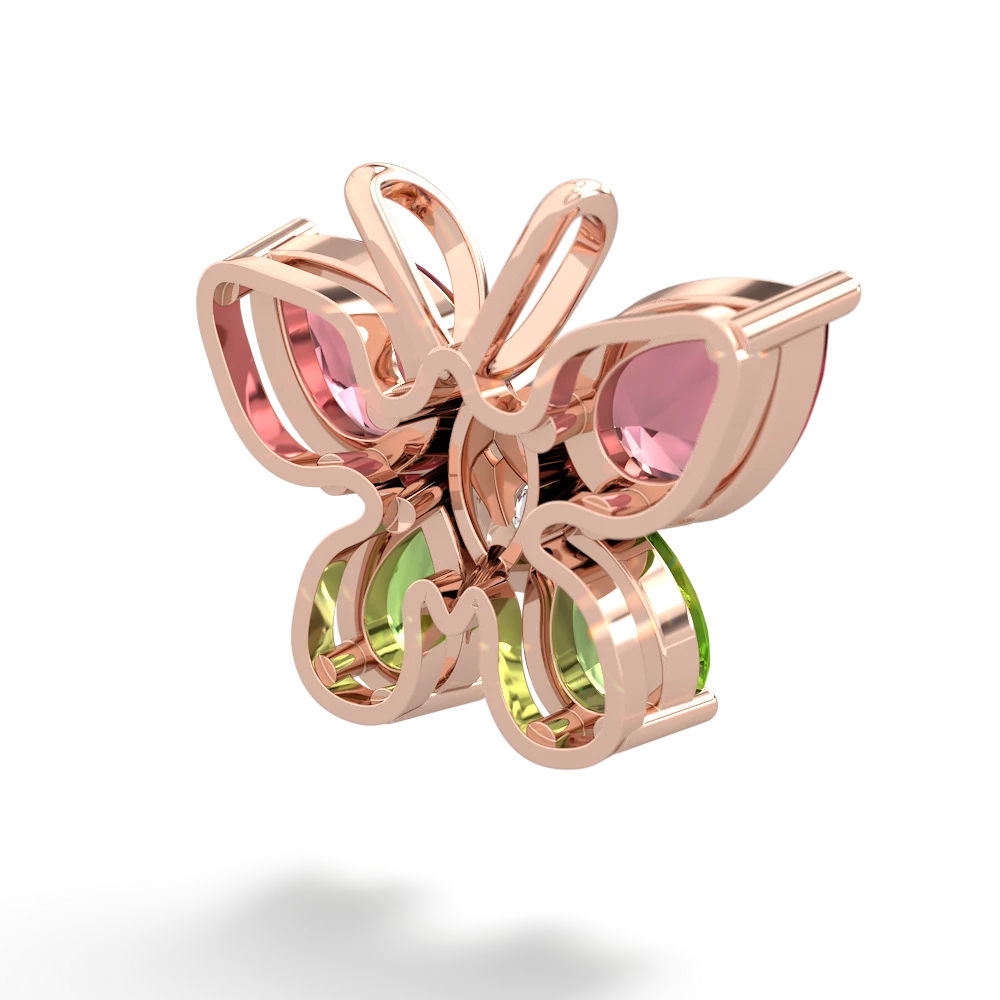 Pink Tourmaline Butterfly 14K Rose Gold pendant P2215