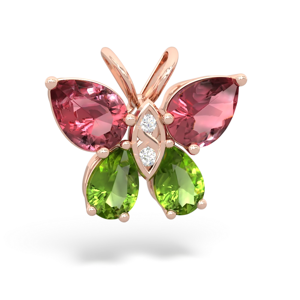 Pink Tourmaline Butterfly 14K Rose Gold pendant P2215