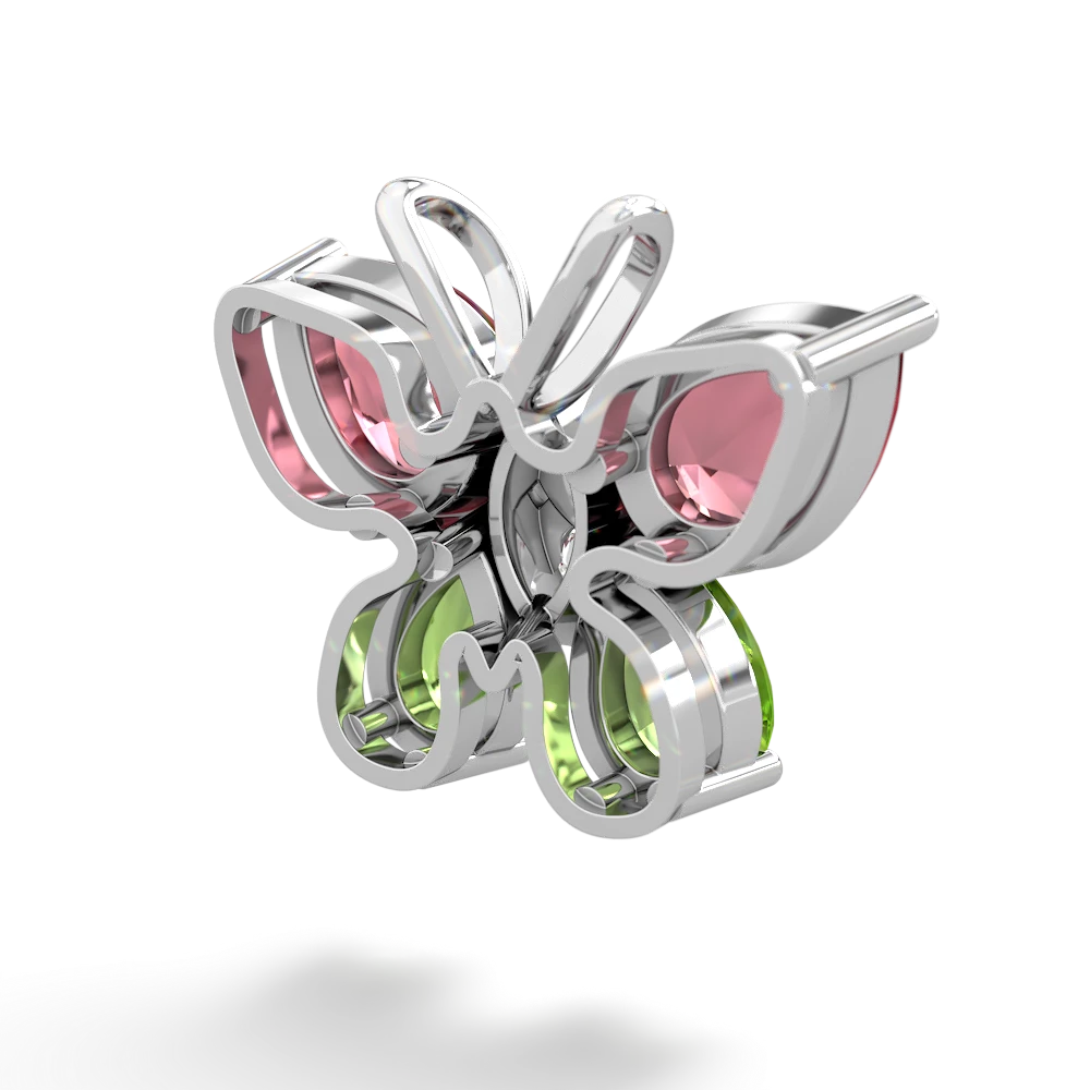 Pink Tourmaline Butterfly 14K White Gold pendant P2215