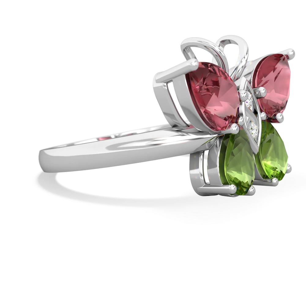 Pink Tourmaline Butterfly 14K White Gold ring R2215