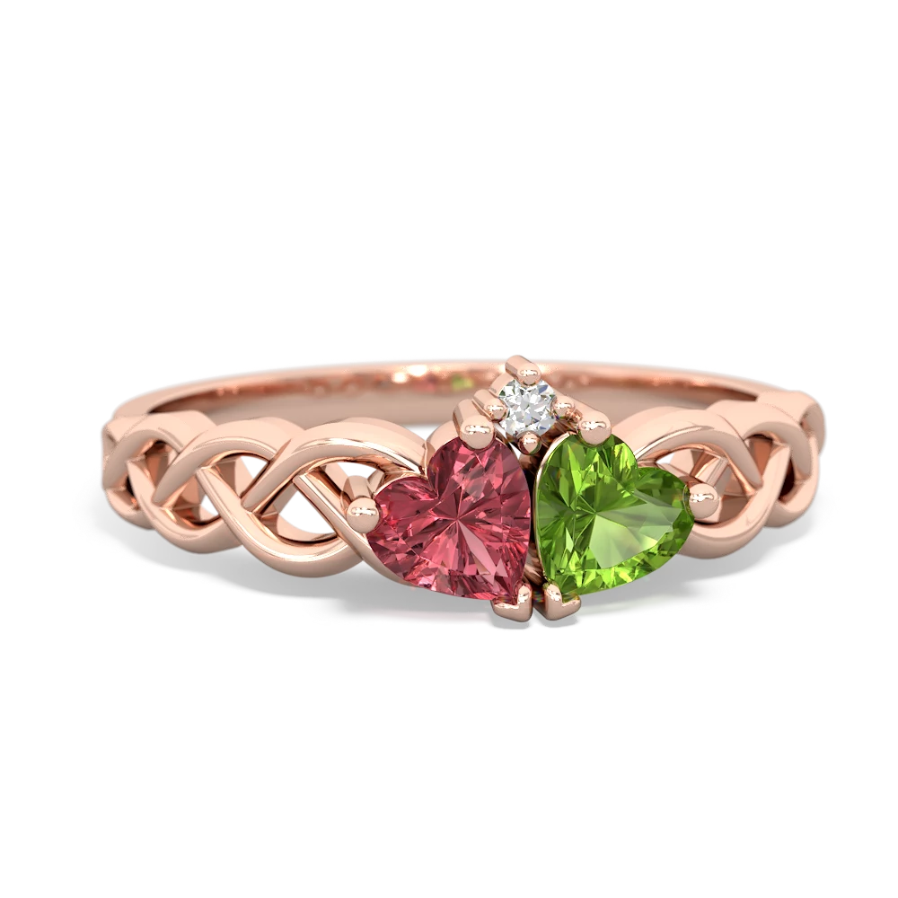 Pink Tourmaline Heart To Heart Braid 14K Rose Gold ring R5870