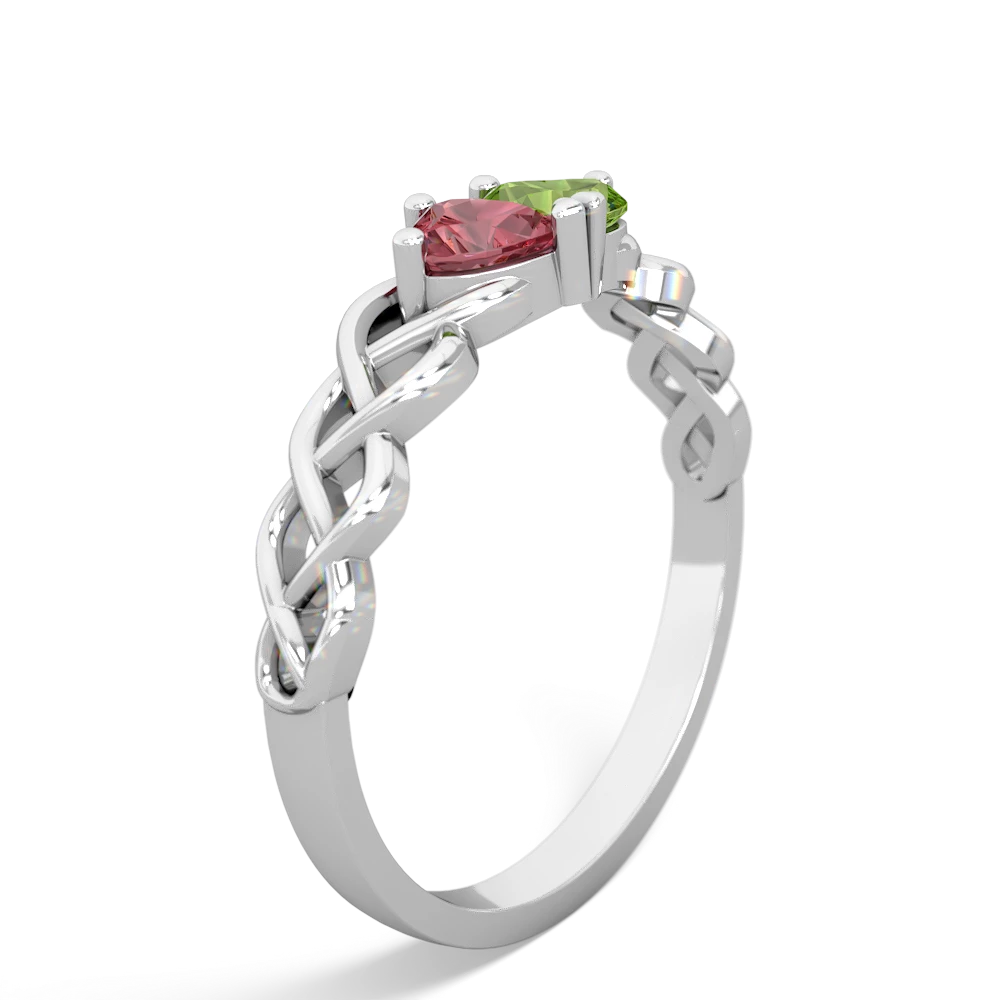 Pink Tourmaline Heart To Heart Braid 14K White Gold ring R5870