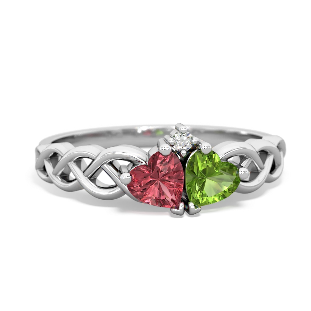 Pink Tourmaline Heart To Heart Braid 14K White Gold ring R5870