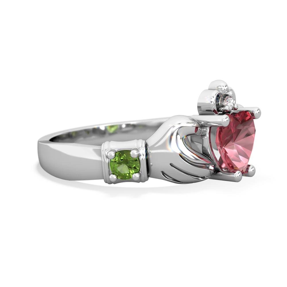 Pink Tourmaline Claddagh Keepsake 14K White Gold ring R5245