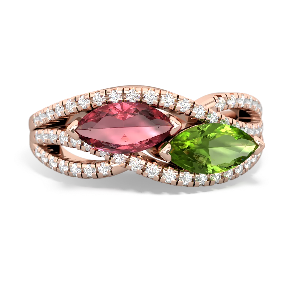 Pink Tourmaline Diamond Rivers 14K Rose Gold ring R3070