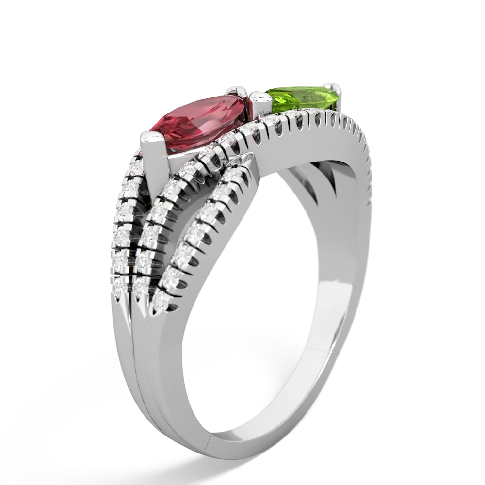 Pink Tourmaline Diamond Rivers 14K White Gold ring R3070