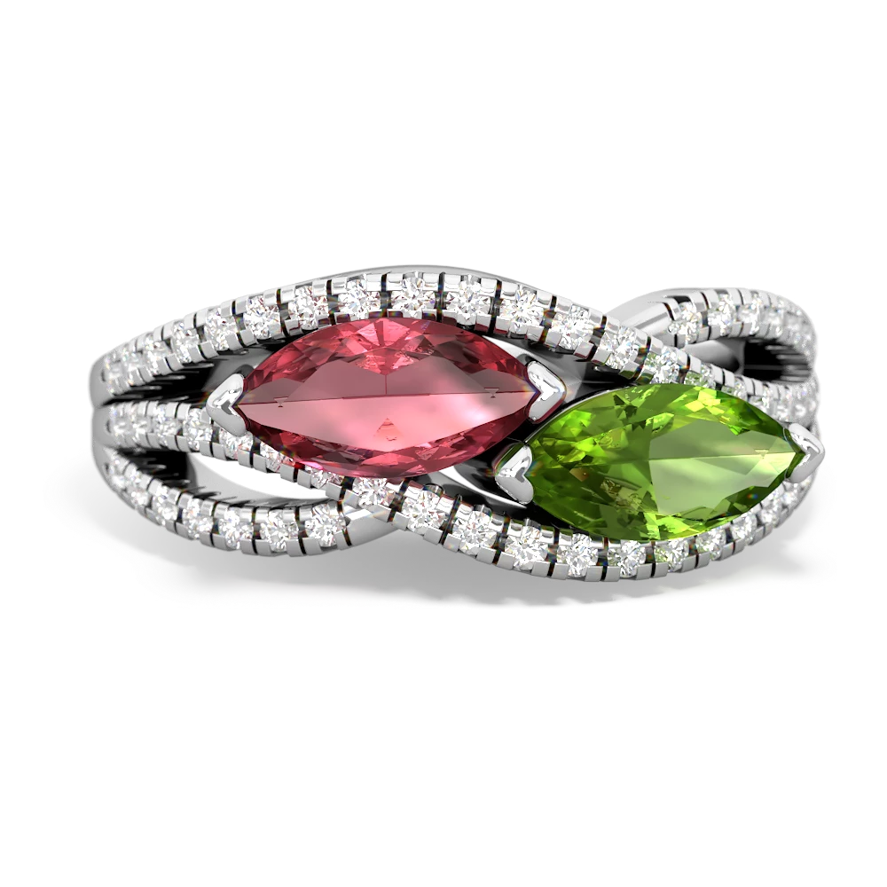 Pink Tourmaline Diamond Rivers 14K White Gold ring R3070