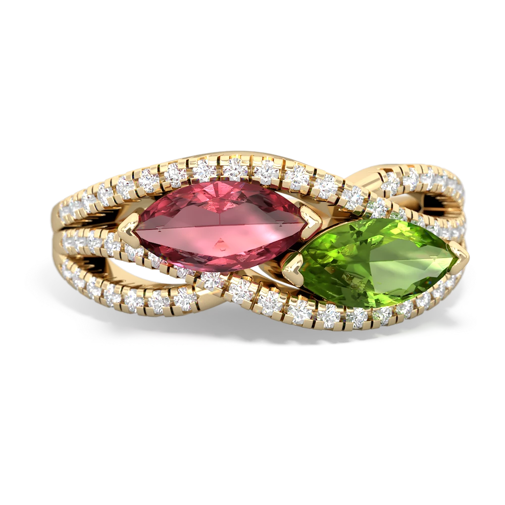 Pink Tourmaline Diamond Rivers 14K Yellow Gold ring R3070