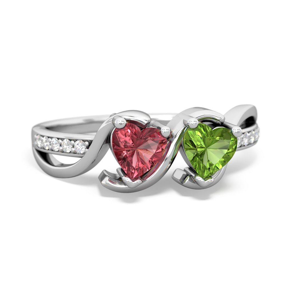 Pink Tourmaline Side By Side 14K White Gold ring R3090