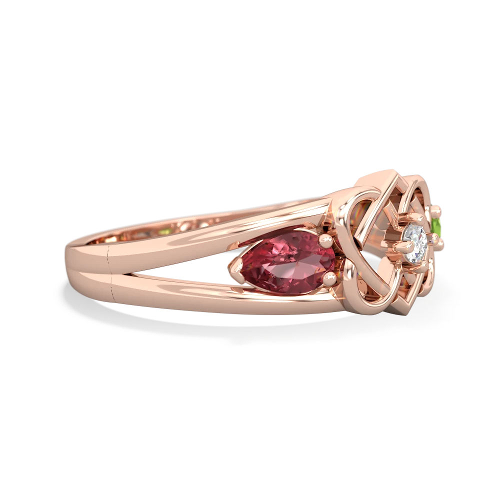 Pink Tourmaline Hearts Intertwined 14K Rose Gold ring R5880