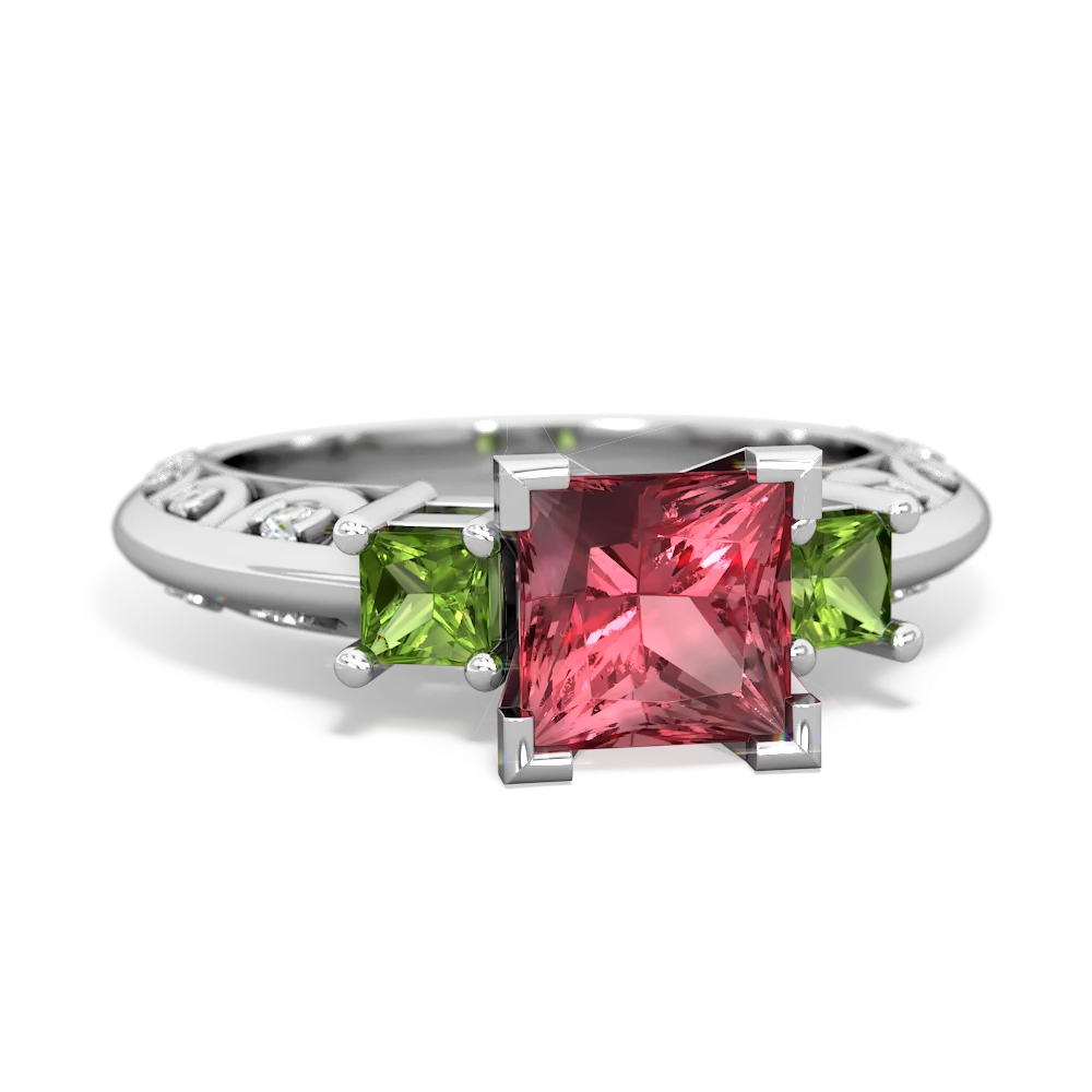 Pink Tourmaline Eternal Embrace Engagement 14K White Gold ring C2001