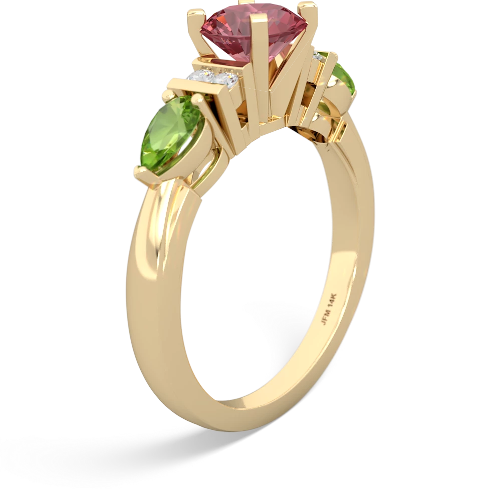 Pink Tourmaline 6Mm Round Eternal Embrace Engagement 14K Yellow Gold ring R2005