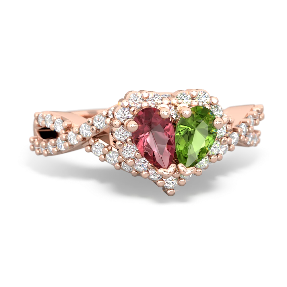 Pink Tourmaline Diamond Twist 'One Heart' 14K Rose Gold ring R2640HRT