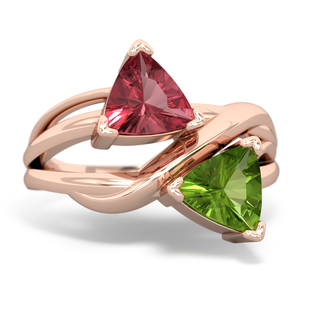 Pink Tourmaline Split Band Swirl 14K Rose Gold ring R2341